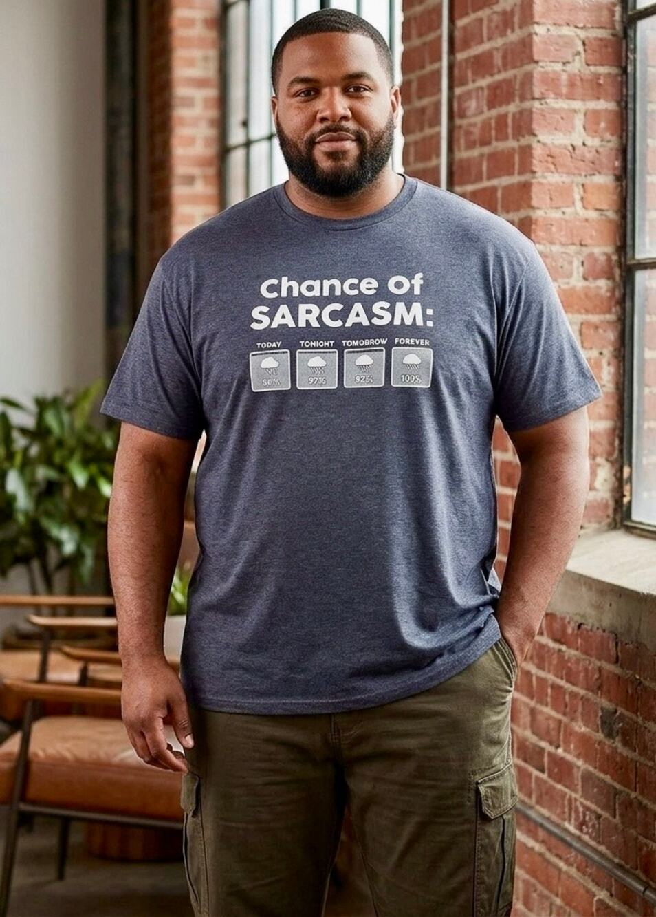 3XL Big and Tall Graphic T-shirt “Chance of Sarcasm” Weather Forecast